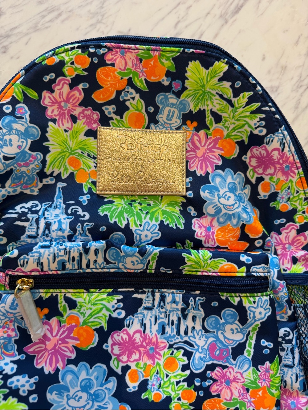 Lilly Pulitzer Loves Disney Mickey Minnie Mouse Aegean Navy Backpack New - Picture 4 of 7